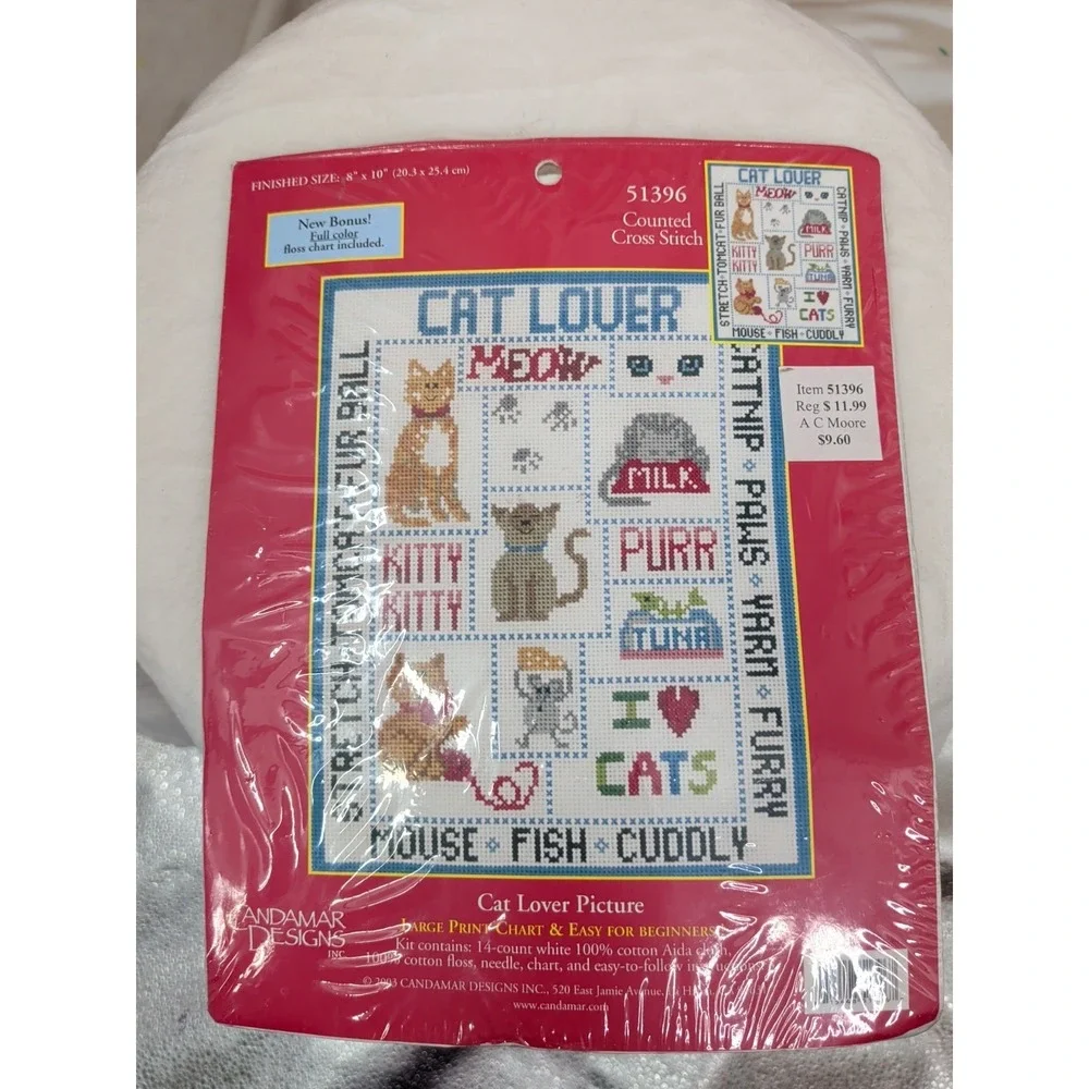 Candamar Designs Cat Lover Counted Cross Stitch Kit Picture